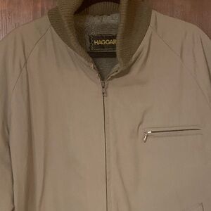 HAGGAR DUAL ZIP FRONT JACKET STORM COAT CAR COAT WITH PLUSH FAUX FUR LINING.